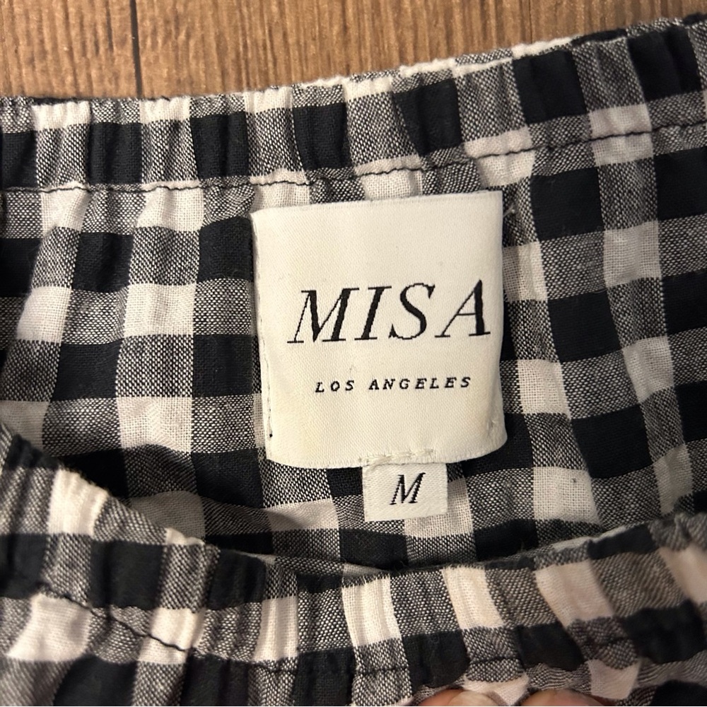 Misa Los Angeles Cotton Lunna Gingham Flutter Off Shoulder Crop Top. - Picture 7 of 10